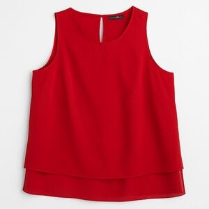 APT. 9 Red Sleeveless Blouse | Plus Size 2X | Layered Hem | Work to Weekend